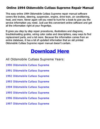 Oldsmobile repair manual download